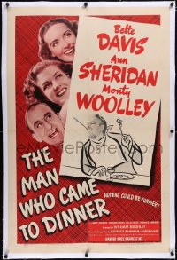 4x0480 MAN WHO CAME TO DINNER linen 1sh 1942 Bette Davis, Ann Sheridan, Jimmy Durante, Monty Woolley