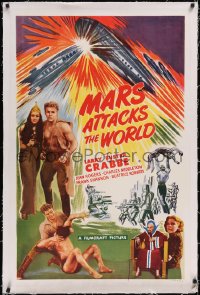 4x0489 MARS ATTACKS THE WORLD linen 1sh R1950 feature version of Flash Gordon Conquers the Universe!