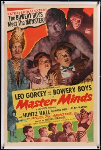 4x0491 MASTER MINDS linen 1sh 1949 the Bowery Boys, Huntz Hall, Glenn Strange as the monster!