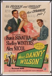4x0496 MEET DANNY WILSON linen 1sh 1951 Frank Sinatra & Shelley Winters, the new dynamite pair!