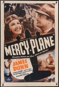 4x0498 MERCY PLANE linen 1sh 1939 James Dunn, Frances Gifford, drama and love above the clouds, rare!