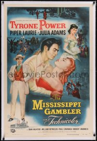 4x0508 MISSISSIPPI GAMBLER linen 1sh 1953 Tyrone Power's game is fancy women like Piper Laurie!