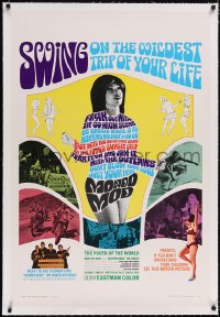 4x0511 MONDO MOD linen 1sh 1967 teen hippie mod youth surfing drugs documentary, wildest trip!