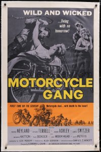 4x0520 MOTORCYCLE GANG linen 1sh 1957 Anne Neyland is wild & wicked and living with no tomorrow!