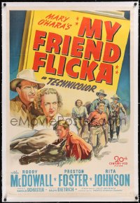 4x0531 MY FRIEND FLICKA linen 1sh 1947 great Fox stone litho art of Roddy McDowall & top cast!