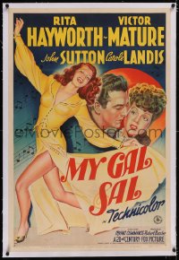 4x0533 MY GAL SAL linen style B 1sh 1942 stone litho of Rita Hayworth, Victor Mature, Carole Landis!