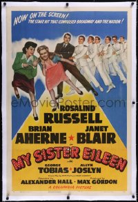 4x0535 MY SISTER EILEEN linen style B 1sh 1942 Rosalind Russell in stage hit that convulsed Broadway!