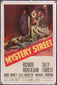 4x0537 MYSTERY STREET linen 1sh 1950 John Sturges, Richard Brooks, Ricardo Montalban, film noir art!