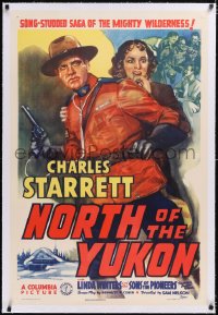 4x0549 NORTH OF THE YUKON linen 1sh 1939 great art of Canadian Mountie Charles Starrett, very rare!