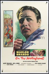 4x0562 ON THE WATERFRONT linen 1sh 1954 Elia Kazan directed, Budd Schulberg wrote it, Marlon Brando!