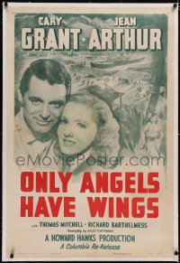 4x0569 ONLY ANGELS HAVE WINGS linen 1sh R1948 Cary Grant & Jean Arthur, Howard Hawks classic, rare!