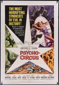 4x0611 PSYCHO-CIRCUS linen 1sh 1967 most horrifying syndicate of evil, art of sexy girl terrorized!