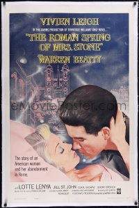 4x0648 ROMAN SPRING OF MRS. STONE linen 1sh 1961 gigolo Warren Beatty about to kiss Vivien Leigh!