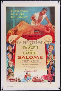 4x0654 SALOME linen 1sh 1953 sexy Biblical Rita Hayworth, Stewart Granger, Laughton as King Herod