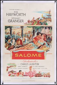 4x0655 SALOME linen style B 1sh 1953 art of sexy Biblical Rita Hayworth romanced by Stewart Granger!