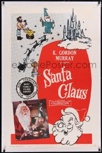 4x0659 SANTA CLAUS signed linen 1sh 1960 surreal Christmas images, enchanting world of make-believe!