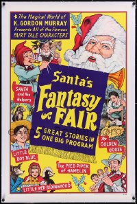 4x0663 SANTA'S FANTASY FAIR linen 1sh 1969 Santa, Puss n' Boots, Hansel & Gretel, Pied Piper + more!