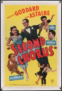 4x0675 SECOND CHORUS linen 1sh R1947 Fred Astaire, Paulette Goddard, Burgess Meredith, Artie Shaw!