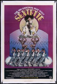 4x0677 SEXTETTE linen 1sh 1979 art of ageless Mae West with male dancers & dogs by Drew Struzan!