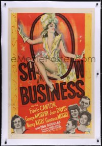 4x0690 SHOW BUSINESS linen 1sh 1944 Eddie Cantor, great sexy artwork of Constance Moore!