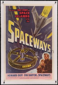 4x0717 SPACEWAYS linen 1sh 1953 Hammer sci-fi, screen's 1st story of the space islands in the sky!