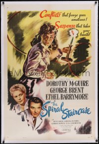 4x0724 SPIRAL STAIRCASE linen 1sh R1954 art of Dorothy McGuire, George Brent & Ethel Barrymore!