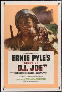 4x0738 STORY OF G.I. JOE linen 1sh 1945 art of Burgess Meredith as journalist Ernie Pyle, Wellman!