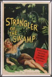 4x0741 STRANGLER OF THE SWAMP linen 1sh 1946 art of the monster attacking sexy Rosemary La Planche!