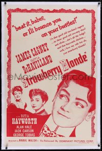 4x0743 STRAWBERRY BLONDE linen 1sh R1957 James Cagney, Olivia De Havilland, beat it, babes!