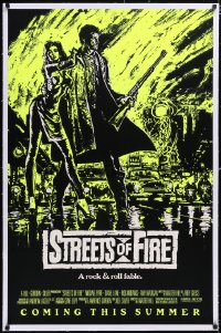 4x0744 STREETS OF FIRE linen advance 1sh 1984 Walter Hill, Riehm yellow dayglo art, rock & roll fable!