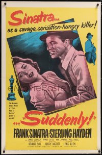 4x0748 SUDDENLY linen 1sh 1954 would-be savage sensation-hungry Presidential assassin Frank Sinatra!