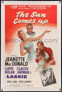 4x0754 SUN COMES UP linen 1sh 1948 art of Jeanette MacDonald, Claude Jarman Jr., Lassie & Lloyd Nolan!