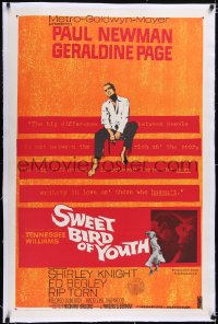 4x0757 SWEET BIRD OF YOUTH linen 1sh 1962 Paul Newman, Geraldine Page, from Tennessee Williams' play!