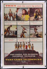 4x0782 THEY CAME TO CORDURA linen 1sh 1959 Gary Cooper, Rita Hayworth, Tab Hunter, Van Heflin!