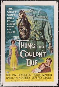 4x0786 THING THAT COULDN'T DIE linen 1sh 1958 great artwork of monster holding its own severed head!