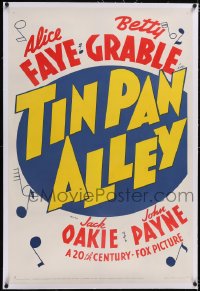 4x0797 TIN PAN ALLEY linen style B 1sh 1940 Alice Faye, Betty Grable, Jack Oakie, John Payne, rare!