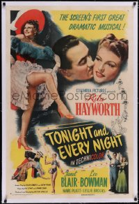 4x0808 TONIGHT & EVERY NIGHT linen style A 1sh 1944 Rita Hayworth showing her legs, Lee Bowman!