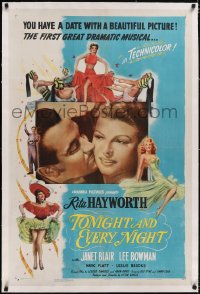 4x0809 TONIGHT & EVERY NIGHT linen style B 1sh 1944 you have a date with sexy showgirl Rita Hayworth!