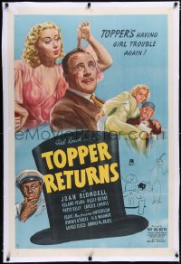 4x0811 TOPPER RETURNS linen 1sh 1941 Joan Blondell, Roland Young, Eddie Rochester Anderson, Hal Roach