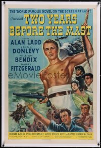4x0822 TWO YEARS BEFORE THE MAST linen 1sh 1945 sailors Alan Ladd, Donlevy, Bendix & Fitzgerald!