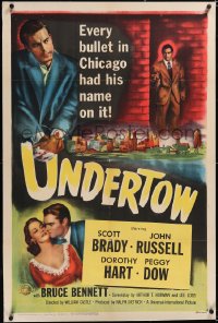 4x0825 UNDERTOW linen 1sh 1949 Scott Brady, every bullet in Chicago had his name on it, film noir!