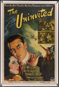 4x0828 UNINVITED linen 1sh 1944 close up art of Ray Milland & Ruth Hussey, introducing Gail Russell!