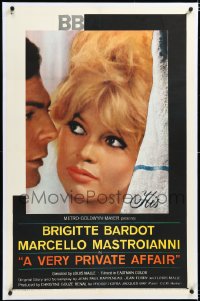 4x0833 VERY PRIVATE AFFAIR linen 1sh 1962 Louis Malle's Vie Privee, c/u of sexiest Brigitte Bardot!