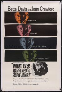 4x0850 WHAT EVER HAPPENED TO BABY JANE? linen 1sh 1962 Robert Aldrich, Bette Davis & Joan Crawford!