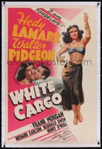 4x0852 WHITE CARGO linen style C 1sh 1942 art of sexy Hedy Lamarr as Tondelayo, Walter Pidgeon, rare!