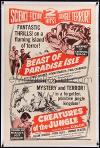 4x0854 WHITE ORCHID/PORT SINISTER linen 1sh 1957 as Beast of Paradise Isle & Creatures of the Jungle!