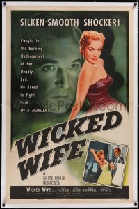 4x0859 WICKED WIFE linen 1sh 1955 Grand National Night, super sexy English bad girl Moira Lister!