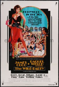 4x0862 WILD PARTY linen 1sh 1975 AIP, super sexy flapper Raquel Welch, great art by George Akimoto!