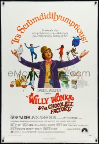 4x0864 WILLY WONKA & THE CHOCOLATE FACTORY linen 1sh 1971 Gene Wilder, it's scrumdidilyumptious!