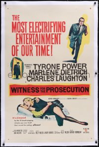 4x0868 WITNESS FOR THE PROSECUTION linen 1sh 1958 Billy Wilder, Tyrone Power, Marlene Dietrich!